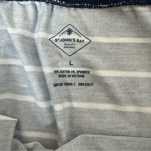 NWT St. John's Bay Blue White Stripe Knit Midi Skirt Drawstring Side Slits Sz L - Picture 9 of 11